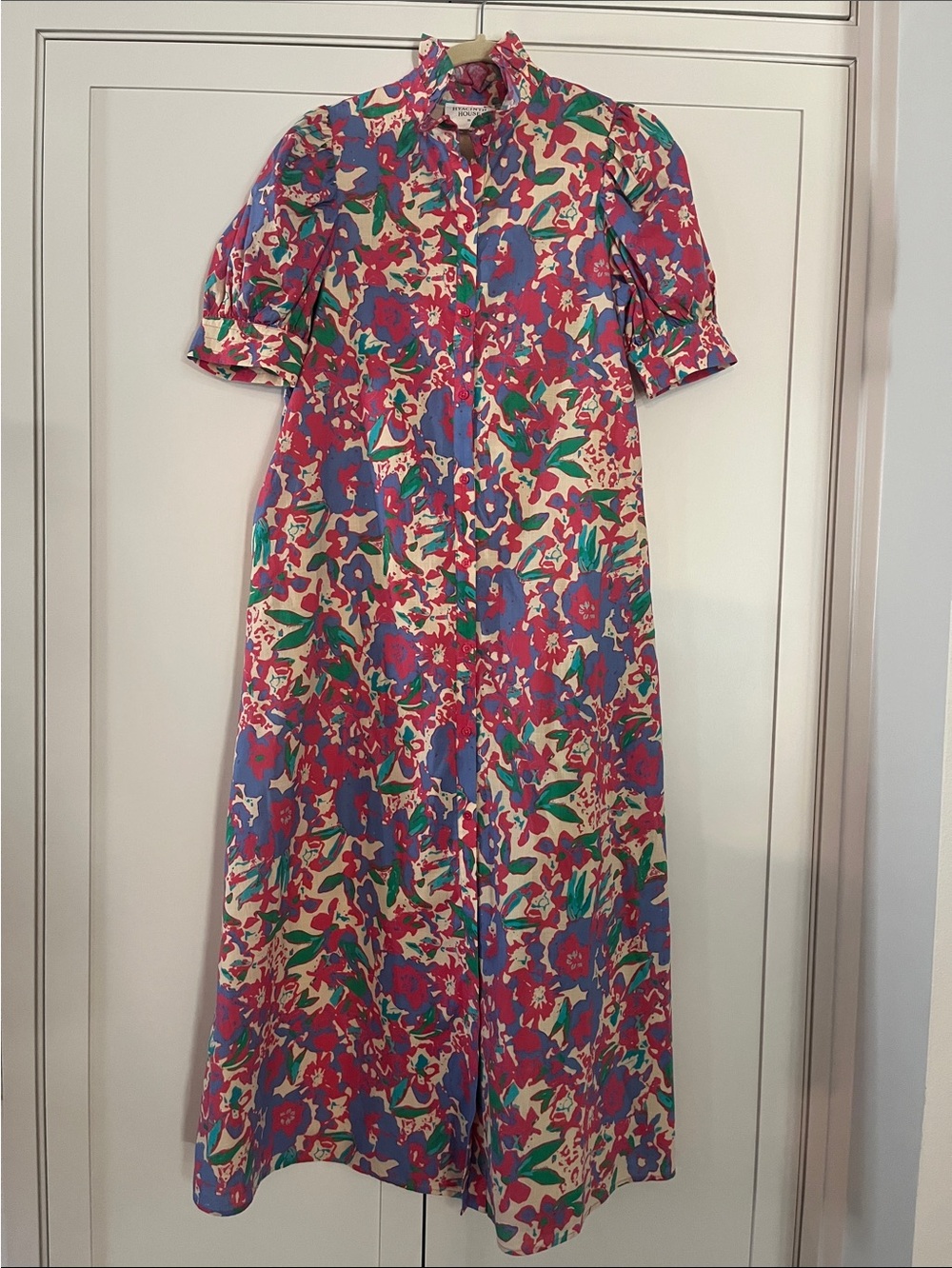 Hyacinth House Floral Button-Front Maxi Dress in Pink, Blue & Green XS
